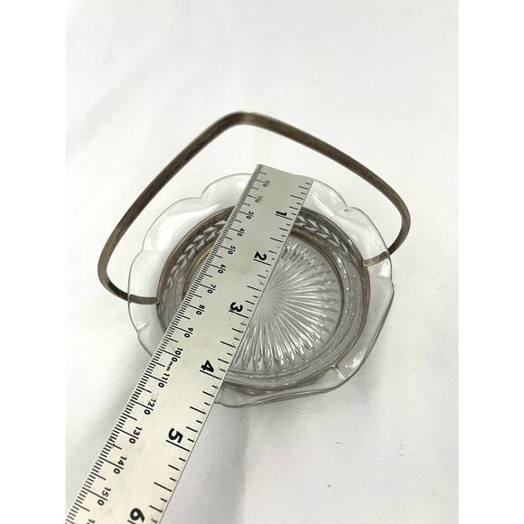 VTG Etched Cut Glass Candy Dish Small Basket Holder Sterling J44 - Picture 2 of 15
